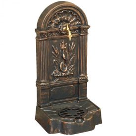   FIRENZE kerti alumínium öntvény álló falikút antikolt bronz, tömlővéges réz kerti csappal