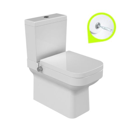 Noura mély öblítésű szögletes monoblokkos WC alsó/hátsó kifolyású, tartállyal, tető nélkül, integrált bidé funkcióval