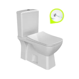   Duru perem nélküli mély öblítésű szögletes monoblokkos WC alsó/hátsó kifolyású, tartállyal, tetővel, beépített bidé funkcióval
