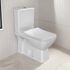 Duru perem nélküli mély öblítésű szögletes monoblokkos WC alsó/hátsó kifolyású, tartállyal, tetővel, beépített bidé funkcióval