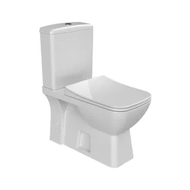   Duru perem nélküli mély öblítésű szögletes monoblokkos WC alsó/hátsó kifolyású, tartállyal, wc tetővel