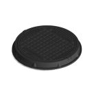 Fedlap POLIMER COMPOZIT URBAN fekete kerek necarosabil/pietonal D.730, PL.600 Hext.60 pietonal A15 (30297-10)