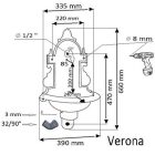 VERONA kerti alumínium öntvény falikút fekete, tömlővéges réz kerti csappal