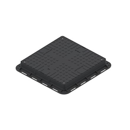 URBAN fekete négyzet alakú PP aknafedlap A15, 700x700/550x550 mm, 80 mm magas, 4 záróponttal