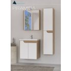 Piramida BETA fali fürdőszoba - állószekrény - FEHÉR-TÖLGY - 35 x 150 x 30 cm