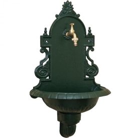   VERONA kerti alumínium öntvény falikút antikolt zöld, tömlővéges réz kerti csappal
