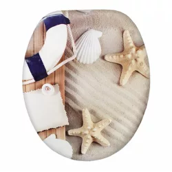 Maritime mintás MDF WC ülőke rozsdamentes fémzsanérral 