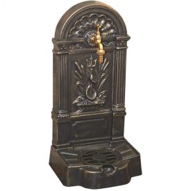   FIRENZE kerti alumínium öntvény álló falikút antikolt arany, tömlővéges réz kerti csappal