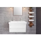 TMP SHARP fali fürdőszobabútor CeraStyle SHARP - 37600 - DUPLA csaplyukas mosdóval - 100 x 48 cm