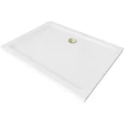 Mexen Flat Slim akril zuhanytálca 110 x 80 cm, fehér, arany szifonnal