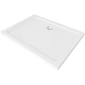   Mexen Flat Slim akril zuhanytálca 120 x 80 cm, fehér, króm szifonnal
