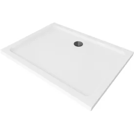   Mexen Flat Slim akril zuhanytálca 120 x 80 cm, fehér, fekete szifonnal
