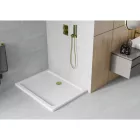 Mexen Flat Slim akril zuhanytálca 130 x 80 cm, fehér, arany szifonnal