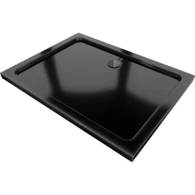   Mexen Flat Slim akril zuhanytálca 120 x 80 cm, fekete, fekete szifonnal