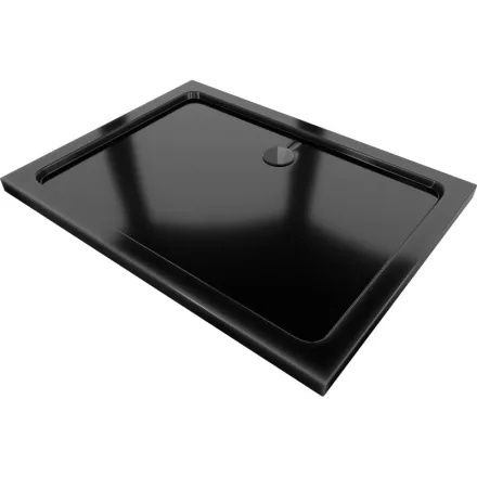 Mexen Flat Slim akril zuhanytálca 120 x 80 cm, fekete, fekete szifonnal