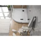 Mexen Flat Slim aszimmetrikus íves akril zuhanytálca 100 x 80 cm, balos, fehér, fekete szifonnal