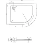 Mexen Flat Slim aszimmetrikus íves akril zuhanytálca 100 x 80 cm, balos, fehér, króm szifonnal