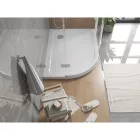 Mexen Flat Slim aszimmetrikus íves akril zuhanytálca 100 x 80 cm, jobbos, fehér, króm szifonnal