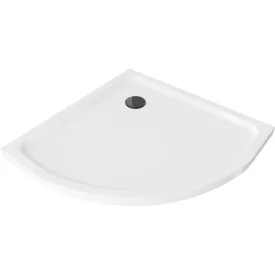   Mexen Flat Slim íves akril zuhanytálca 80 x 80 cm, fehér, fekete szifonnal