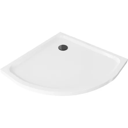 Mexen Flat Slim íves akril zuhanytálca 80 x 80 cm, fehér, fekete szifonnal