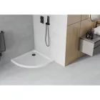Mexen Flat Slim íves akril zuhanytálca 80 x 80 cm, fehér, fekete szifonnal