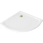 Mexen Flat Slim íves akril zuhanytálca 80 x 80 cm, fehér, arany szifonnal