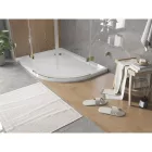 Mexen Flat Slim aszimmetrikus íves akril zuhanytálca 90 x 80 cm, balos, fehér, arany szifonnal