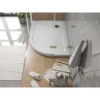 Mexen Flat Slim aszimmetrikus íves akril zuhanytálca 90 x 80 cm, balos, fehér, arany szifonnal