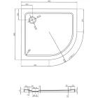 Mexen Flat Slim aszimmetrikus íves akril zuhanytálca 90 x 80 cm, balos, fehér, arany szifonnal