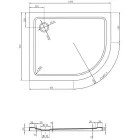 Mexen Flat Slim aszimmetrikus íves akril zuhanytálca 100 x 90 cm, balos, fehér, arany szifonnal
