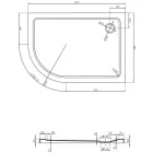 Mexen Flat Slim aszimmetrikus íves akril zuhanytálca 120 x 90 cm, jobbos, fehér, fekete szifonnal