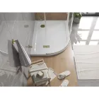 Mexen Flat Slim aszimmetrikus íves akril zuhanytálca 120 x 90 cm, jobbos, fehér, arany szifonnal