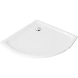  Mexen Flat Slim íves akril zuhanytálca 90 x 90 cm, fehér, króm szifonnal