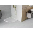 Mexen Flat Slim íves akril zuhanytálca 90 x 90 cm, fehér, arany szifonnal