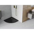 Mexen Flat Slim íves akril zuhanytálca 70 x 70 cm, fekete, arany szifonnal