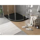 Mexen Flat Slim aszimmetrikus íves akril zuhanytálca 120 x 80 cm, balos, fekete, arany szifonnal