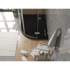 Mexen Flat Slim aszimmetrikus íves akril zuhanytálca 120 x 80 cm, balos, fekete, arany szifonnal