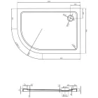 Mexen Flat Slim aszimmetrikus íves akril zuhanytálca 120 x 80 cm, jobbos, fekete, arany szifonnal