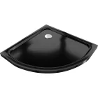Mexen Flat Slim íves akril zuhanytálca 80 x 80 cm, fekete, króm szifonnal