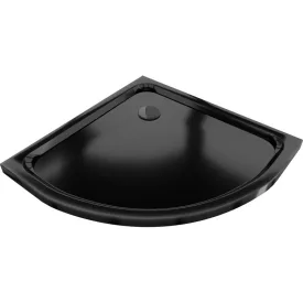   Mexen Flat Slim íves akril zuhanytálca 80 x 80 cm, fekete, fekete szifonnal