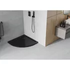 Mexen Flat Slim íves akril zuhanytálca 80 x 80 cm, fekete, fekete szifonnal