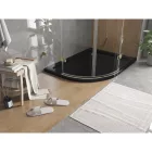 Mexen Flat Slim aszimmetrikus íves akril zuhanytálca 100 x 90 cm, jobbos, fekete, arany szifonnal