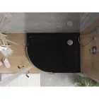 Mexen Flat Slim aszimmetrikus íves akril zuhanytálca 120 x 90 cm, jobbos, fekete, króm szifonnal