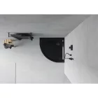 Mexen Flat Slim íves akril zuhanytálca 90 x 90 cm, fekete, fekete szifonnal