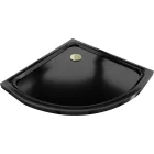 Mexen Flat Slim íves akril zuhanytálca 90 x 90 cm, fekete, arany szifonnal