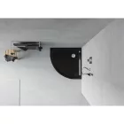 Mexen Flat Slim íves akril zuhanytálca 90 x 90 cm, fekete, króm szifonnal
