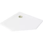 Mexen Flat Slim ötszögletű akril zuhanytálca 100 x 100 cm, fehér, arany szifonnal