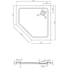 Mexen Flat Slim ötszögletű akril zuhanytálca 100 x 100 cm, fehér, arany szifonnal