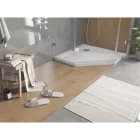 Mexen Flat Slim ötszögletű akril zuhanytálca 100 x 100 cm, fehér, króm szifonnal