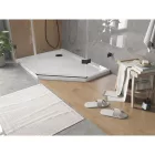 Mexen Flat Slim ötszögletű akril zuhanytálca 100 x 80 cm, balos, fehér, fekete szifonnal